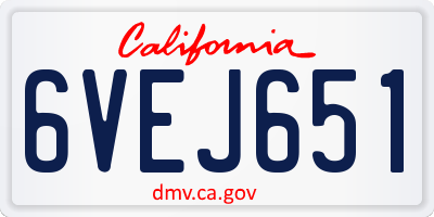 CA license plate 6VEJ651