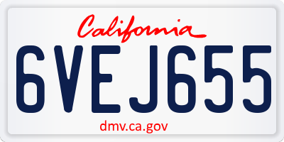 CA license plate 6VEJ655