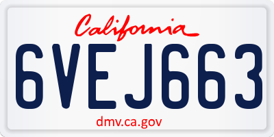 CA license plate 6VEJ663