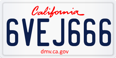 CA license plate 6VEJ666