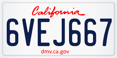 CA license plate 6VEJ667