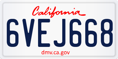 CA license plate 6VEJ668