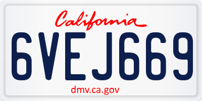 CA license plate 6VEJ669