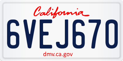 CA license plate 6VEJ670