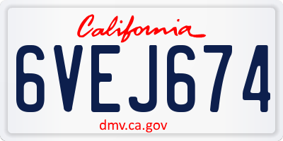 CA license plate 6VEJ674