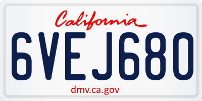 CA license plate 6VEJ680