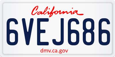 CA license plate 6VEJ686
