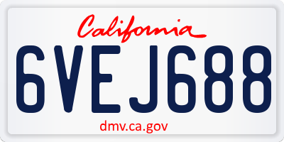 CA license plate 6VEJ688