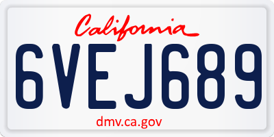 CA license plate 6VEJ689