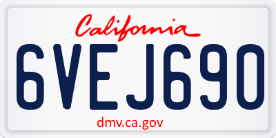 CA license plate 6VEJ690
