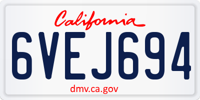 CA license plate 6VEJ694