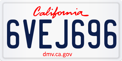CA license plate 6VEJ696