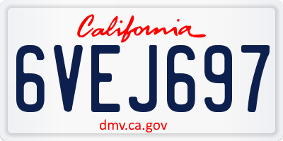 CA license plate 6VEJ697
