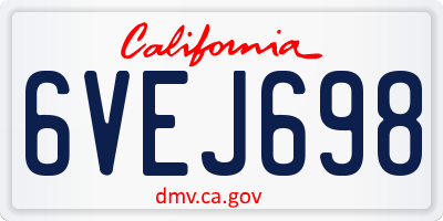 CA license plate 6VEJ698
