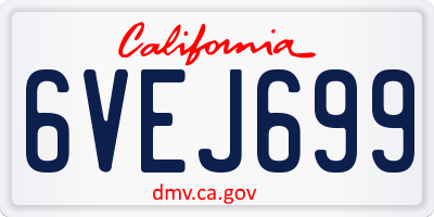 CA license plate 6VEJ699