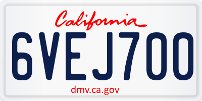 CA license plate 6VEJ700