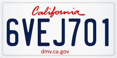 CA license plate 6VEJ701