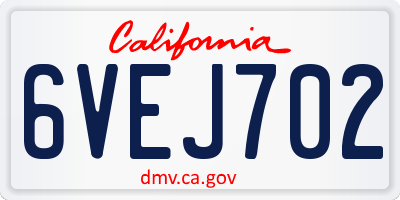CA license plate 6VEJ702