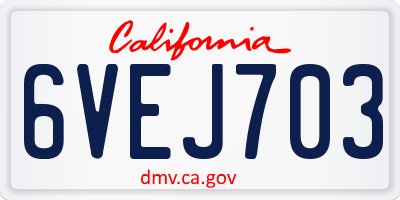 CA license plate 6VEJ703