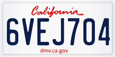 CA license plate 6VEJ704