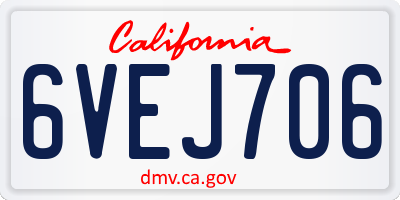 CA license plate 6VEJ706
