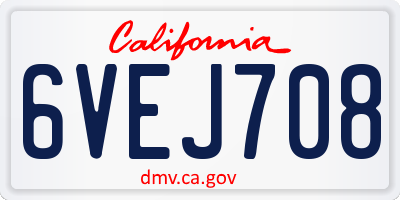 CA license plate 6VEJ708