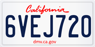 CA license plate 6VEJ720