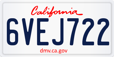 CA license plate 6VEJ722