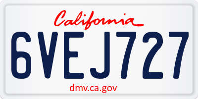 CA license plate 6VEJ727