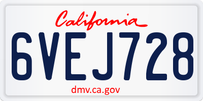 CA license plate 6VEJ728
