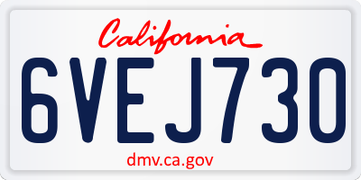 CA license plate 6VEJ730