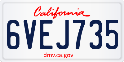 CA license plate 6VEJ735