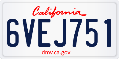 CA license plate 6VEJ751