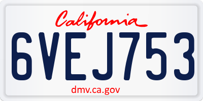 CA license plate 6VEJ753