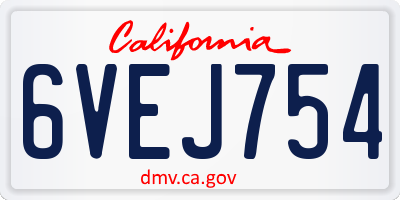 CA license plate 6VEJ754