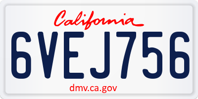 CA license plate 6VEJ756