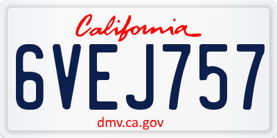 CA license plate 6VEJ757
