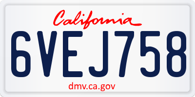 CA license plate 6VEJ758