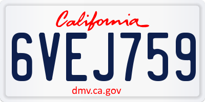 CA license plate 6VEJ759