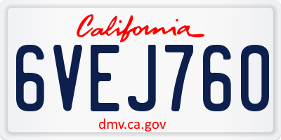 CA license plate 6VEJ760