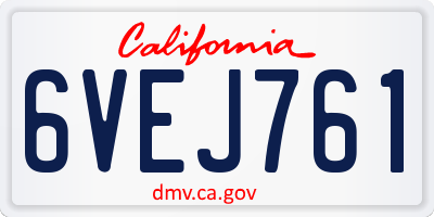 CA license plate 6VEJ761