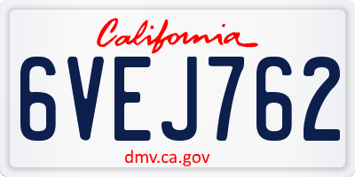 CA license plate 6VEJ762