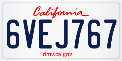 CA license plate 6VEJ767
