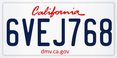 CA license plate 6VEJ768