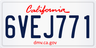 CA license plate 6VEJ771