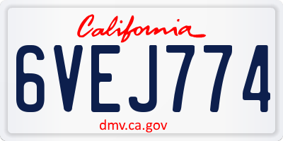 CA license plate 6VEJ774