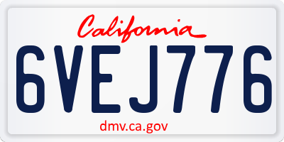 CA license plate 6VEJ776
