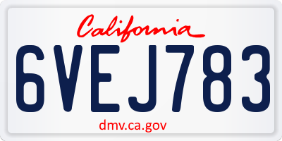 CA license plate 6VEJ783