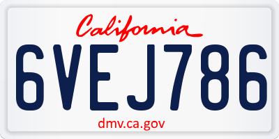 CA license plate 6VEJ786