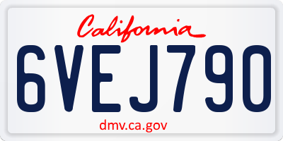 CA license plate 6VEJ790